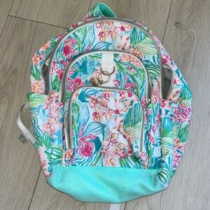 Lilly Pulitzer Backpack Pottery Barn Teen Lime, Blue Pink Tropical Some Wear